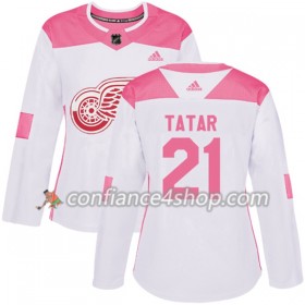 Adidas Maillot de Hockey Detroit Red Wings Tomas Tatar 21 2017-2018 Blanc Rose Fashion Authentic - Femme